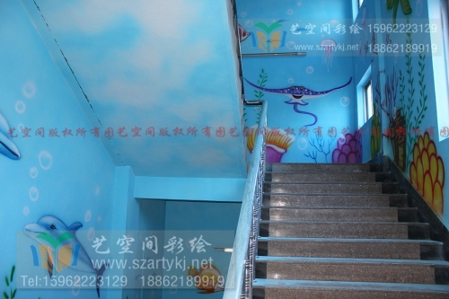苏州手绘绘就楼道风景